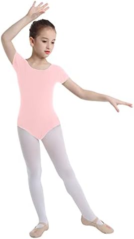 Kvysinly девојки памук строги кратки ракави гимнастика леотард спортови скок единици за балетски танцување балетски танц