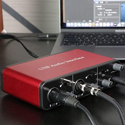 2I2 Аудио интерфејс Аудио интерфејс Микрофон Преампс со 48V Phantom Power 24 бит Поддршка Смартфон/Таблет/Компјутер и друга опрема за снимање