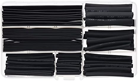 150 парчиња/Постави црна полиолефин смалување разновидна топлинска цевка за намалување на цевката за електрична кабел 2: 1 ракав за намалување