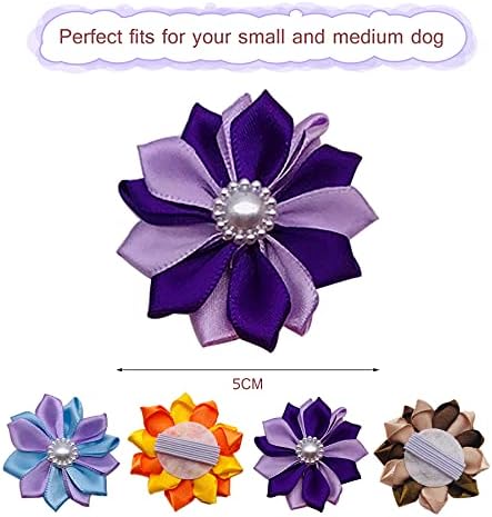 Jpgdn 12pcs кучиња јака цвет за мали и средни кученца кучиња јаки лакови за лизгање на лак за чешлање додатоци