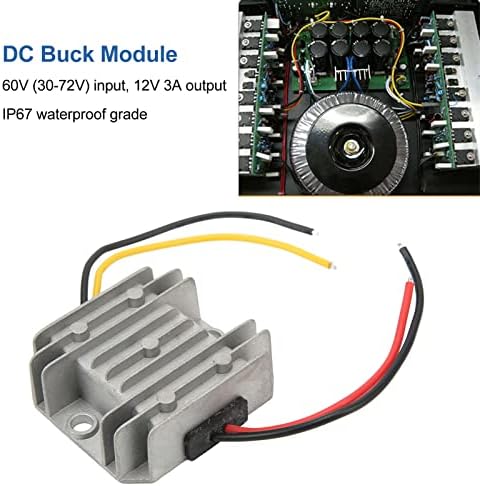 DC до DC Buck Module, 60V до 12V 3A Buck Converter Module висока ефикасност IP67 водоотпорен добар топлински дисипација шок -изобилство за електрична опрема за електрична опрема