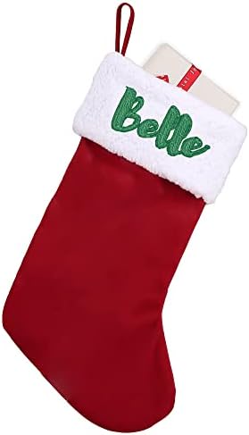 Jinинлин извезени Божиќни чорапи Персонализирани чорапи на Дедо Мраз со име луксузна плишана украсна украс украси Класичен додаток