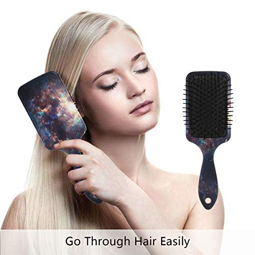 Четка за коса со перничиња од Vipsk, пластичен шарен универзум, соодветна добра масажа и антитатична четка за коса за коса за сува и влажна коса, густа, виткана или исп?