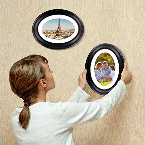 Sewacc овална рамка за слики Класична дрвена рамка за слика 7 инчи фото рамка wallид што виси декорација со беспрекорна нокти и с нокти