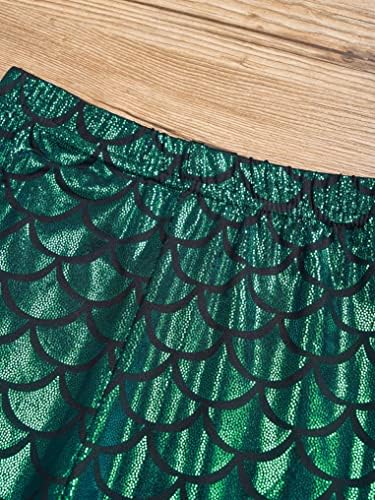 Yuumin Девојки девојчиња риба Скала Печатени хеланки на глуждот должина на глуждот Исечен Каприс Сјајни сирена танцувачки панталони