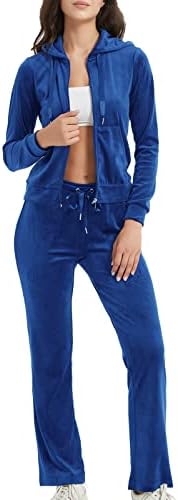 Liki liki Women velor tracksuit 2 парчиња џемпери со долги ракави џогер пантолони облеки со две парчиња облека со џебови 2023