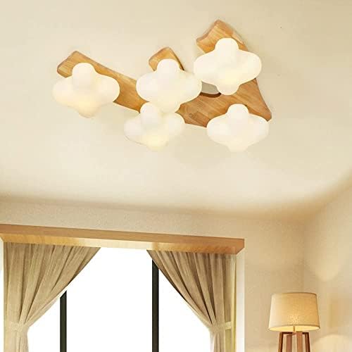 Затворен светло за монтирање на таванот E27 Европска креативна таванска лесна атмосфера спална соба таванот ламба гума дрва материјал дневна