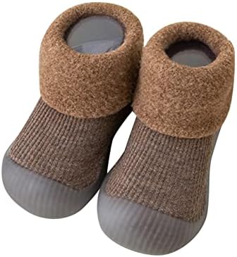 Бебешки чорапи анти -лизгачки гума меки единствени папучи во затворен/надворешно столче за памучни чевли со памучни чевли за први чекори