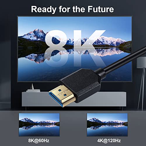Кабел Qaoquda 8K HDMI, 4FT Coiled HDMI 2.1 машки до машки кабел за спирален екстендер со агол од 90 степени, поддржува 48gbps 8k@60