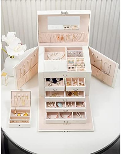 Кутија за накит Голем Капацитет Пет Слоја Кутија За Накит Козметичка Кутија Кутија За Складирање Накит Со Кутија За заклучување Жени