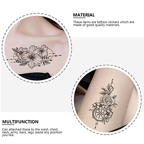 ДОИТУЛ 30 парчиња Црн Цвет Привремени Тетоважи Лажни Налепници За Тетовирање На Цвеќе Водоотпорен Ракав За Тетовирање За Облекување Роденден