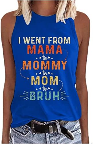 Womenенска мама буква за печатење кошула Отидов од мама до мама до мајка до маица до маица со кошула, симпатична екипаж без ракави, без ракави,