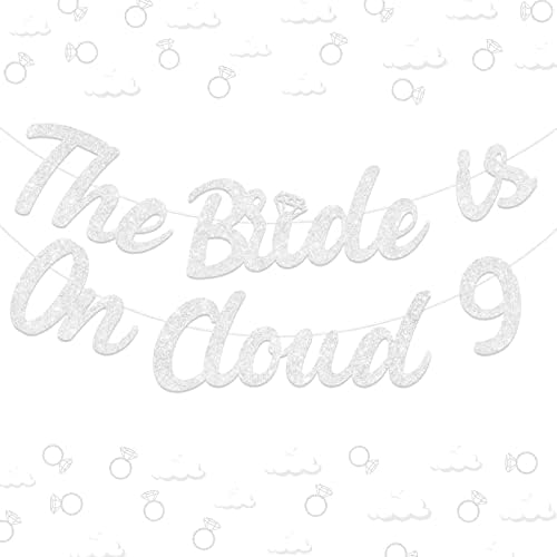 Невеста на Облак 9 Декорации - На Cloud 9 Banner Silver, Bachelorette Party Decor Decor Glitter Banner за ангажмани свадбени украси