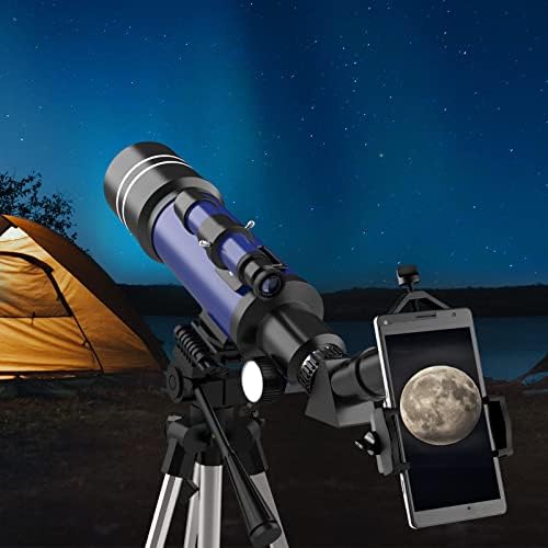 200x телескоп, отвор од 70мм отвор 400мм АЗ Монт Астрономски рефракција Телескоп за деца за возрасни телескопи со торба за носење, адаптер