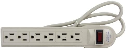 Sunlite 04046-SU Power Strip со заштита од пренапони, 270 ouули, 6-излез, кабел од 3 метри, пластика, за дома, канцеларија, простории