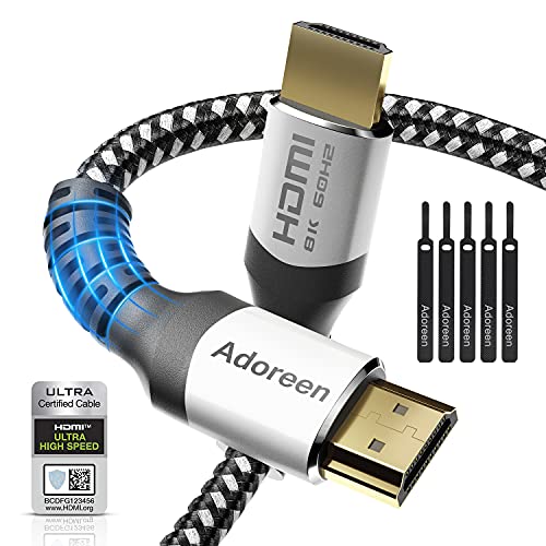 Адорин 8К HDMI 2.1 Кабел 16.5 стапки, 48Gbps Плетенка HDMI Кабел ЗА 8K@60hz 4K@120Hz 2K 1080P, Динамичен HDR, eARC HDCP2. 2 Компатибилен