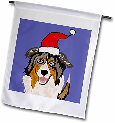 3дроза Симпатична Смешна Австралиски Овчар Кученце Во Дедо мраз Шапка Божиќ-Знамиња