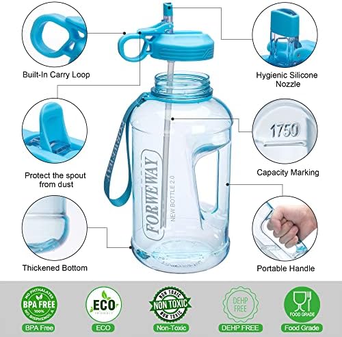 Големо шише со вода со слама преносно спортско шише со вода со рачка Forweway BPA бесплатно шише со шише со вода од шишиња од