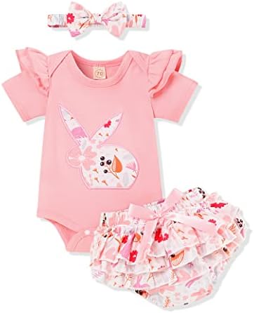Menglang Мојата 1 -ви Велигденска облека новороденче девојче за зајаче буни букви ромпер руфли цветни шорцеви