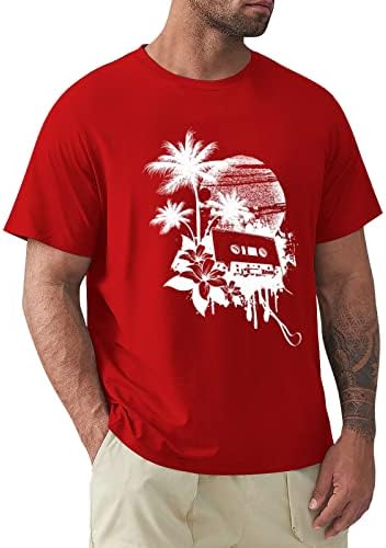 Кошули со маички Aipengry за мажи смешна хавајска печатена графичка мада мода обичен тркалезен врат кратки ракави мускули маица маица