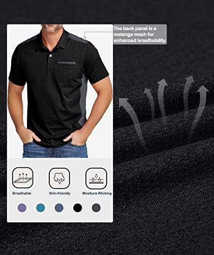 Јакна за машка машка голф поло маица долга/краток ракав за контраст џебни тениски кошули
