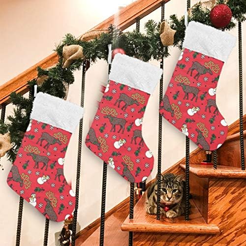 Алаза Божиќни чорапи празнична шема со Божиќни елени и снежни производи Класик Персонализирани големи декорации за порибување