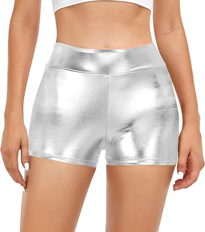 Javly женски метални шорцеви со метални плен од метални метални плен за танцување со жешки панталони клубска облека