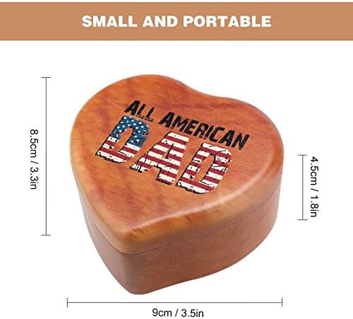 Сите американски тато часовници музички кутии гроздобер дрвени музички кутии во облик на срцеви кутии подароци