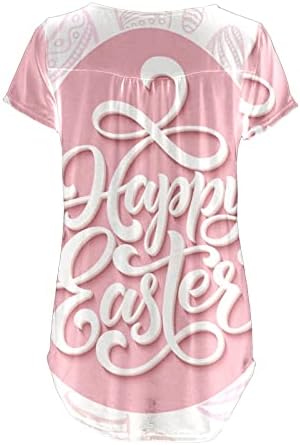 Излегувајќи врвови за жени Велигденски жени со кратки ракави со кратки ракави, јајце јајце, печатена маица Раглан краток ракав