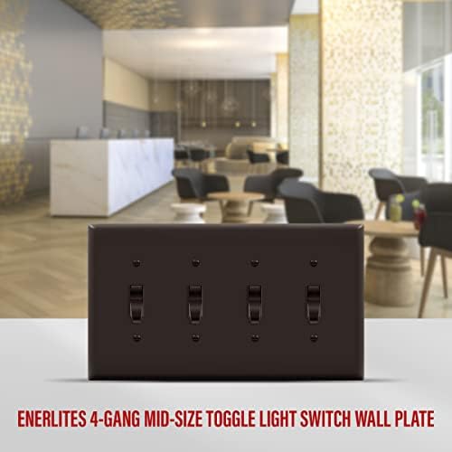 Енерлити Quad Light Switch wallидна плоча, плоча за прекинувач за вклучување, завршница на сјај, 4-банда со средна големина 4,88 x 8,58,