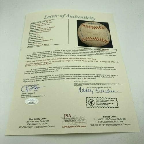 1970 тимот на Чикаго Кобс го потпиша Бејзболот на Националната лига Ерни Бенкс ЈСА КОА - Автограмирани бејзбол
