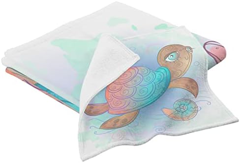 Симпатична морска желка за бања, памучни крпи за капење за бања за бања, декоративен сет 1 пешкир за бања 1 мека за миење садови за плажа за