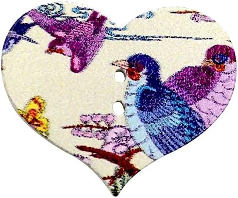 Гроздобер 50 парчиња цветни срцеви копчиња за срцев додаток за шиење - Случајна шема трајна и умешна