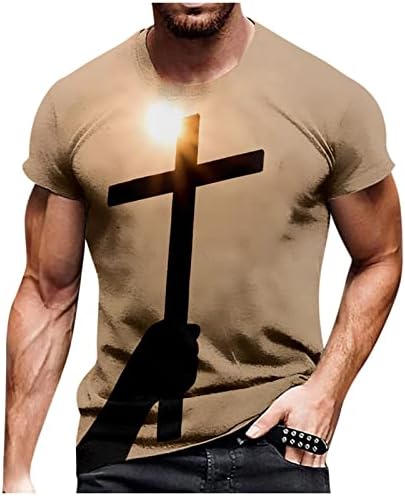 Смешни маици, европски и американски крст со кратки ракави со кратки ракави со врвот на вратот на вратот