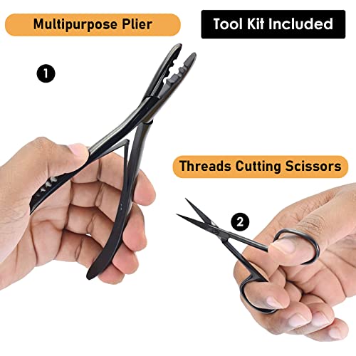 Професионални алатки за продолжување на косата Комплет со 2 Дупка &засилувач; Стегање Клешта, 12 парчиња Клипови За Коса, Алатка