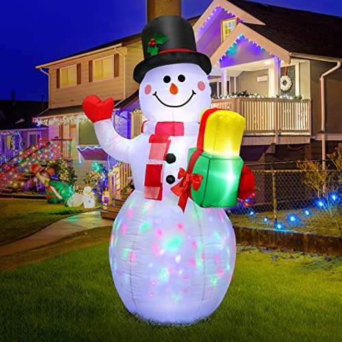 Божиќни надувувања на надувување Снежен човек на отворено во дворот, 5 метри Божиќ се крева снежен човек со црна топ-капа, вградени LED светла