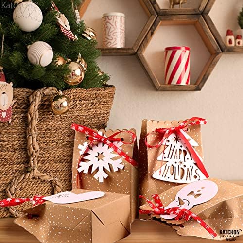Божиќни торби за подароци со ознаки за подароци - пакет од 12 | Божиќни кутии за бонбони за украси за Божиќни забави | Божиќни торби за бонбони,