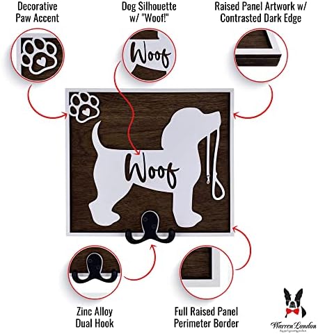 Дрвениот носител на дрвени кучиња од Ворен Лондон | Рачно изработен организатор на поводник | Wallиден дом украс со кучиња Силхут и двојна
