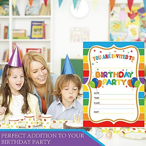 Шарени картички за пополнување на покани за роденден на виножито, покани за деца за роденден за момчиња или девојчиња, совршено со