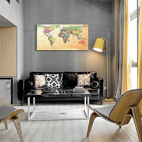 Гроздобер Светски мапа - Премиум платно Уметнички принт - канцелариски wallиден уметнички декор - слика на платно, испружена на дрвена рамка како модерна галерија, ма?