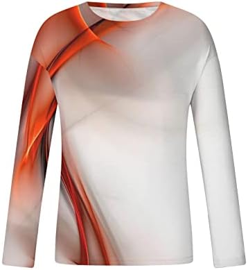 Озммјан смешни маички за мажи со долги ракави врвни 3Д-спортски маици за печатење лабава тркалезна врат пулвер Туника на врвни блузи и кошули