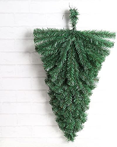 Лимох Божиќ наопаку дрво голо дрво ентериер wallид зелено ПВЦ декоративно дрво Божиќно wallид што виси украси CAL_QUEEN 90см