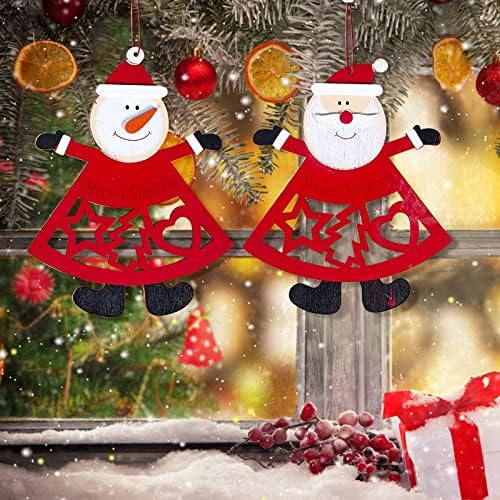 Божиќен Приврзок Божиќно Писмо Печатење Шуплив Божиќен Снешко Старец Дрвен Приврзок За Новогодишна Елка Осветлена Божиќна Висечка Корпа