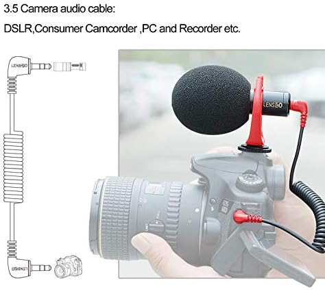 Микрофон на телефонска камера, Lensgo LWM-DMM1 кардиоидна насока надворешна универзална пушка со видео микрофон со шок монтирање/шофершајбна