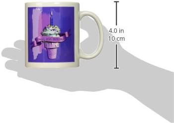 3дроза Среќен 20-Ти Роденден Сладолед Конус На Апстрактна Виолетова Керамичка Кригла, 11-Унца