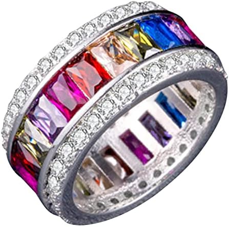 2023 Нов мулти -шарен женски прстен циркон Едноставен моден накит Популарни додатоци Пријателство прстени за 4