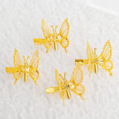 Framendino, 12 Пакет Злато 3D Подвижна Пеперутка Коса Клипови Шупливи Метални Крилја Пеперутка Барет За Жени Девојки