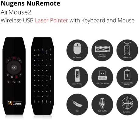 Нов модел, далечински управувач на Nugens Nurmote со функција на глувчето за воздух, безжичен презентер клик на презентер 2.4GHz USB Laser Phonder