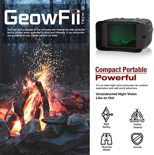 Geowfiitech Night Vision двогледи 4K, мини очила за ноќно гледање, 984ft 8x дигитален зум 2000mAh батерија, инфрацрвени очила