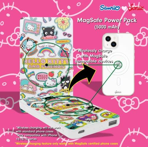 Sonix x Sanrio Компатибилен Со Magsafe Безжична Енергија Банка Батерија Пакет 5000 mAh | 18.5 W + USB C Кабел За Полнење за iPhone